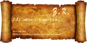 Zámbori Kamilla névjegykártya